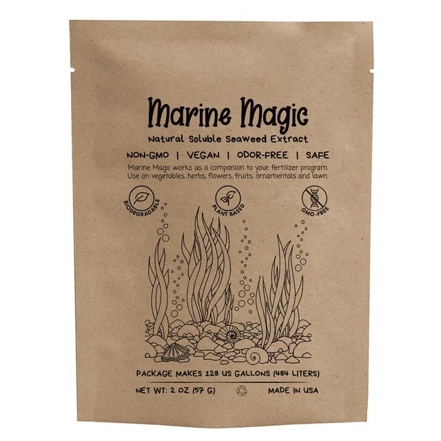 Marine Magic Organic Seaweed Fertilizer for Garden, Vegetables, Fruits & Lawn 2oz Makes 128G