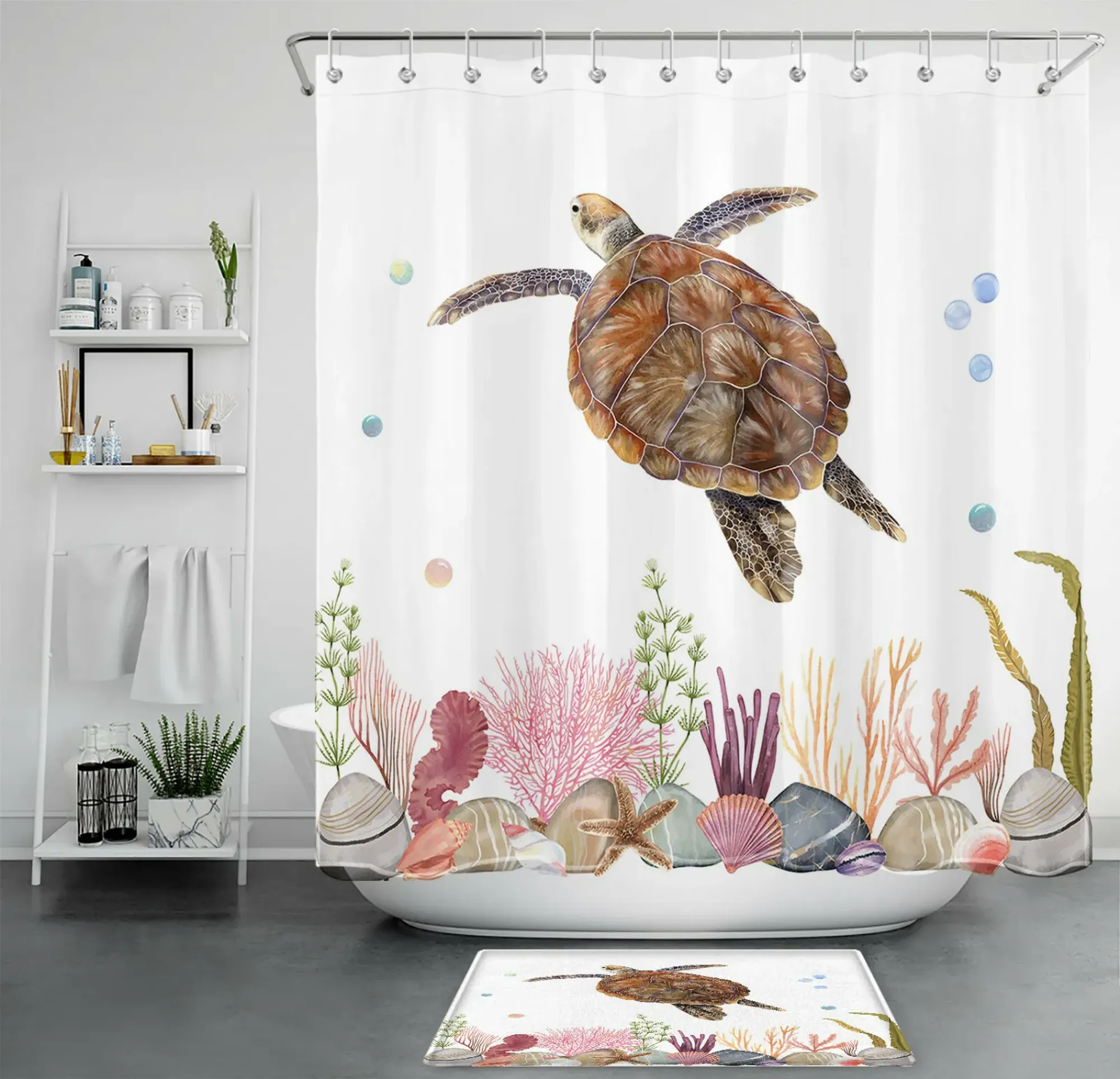 Marine Marvels Shower Curtain Captivating Underwater World, Majestic