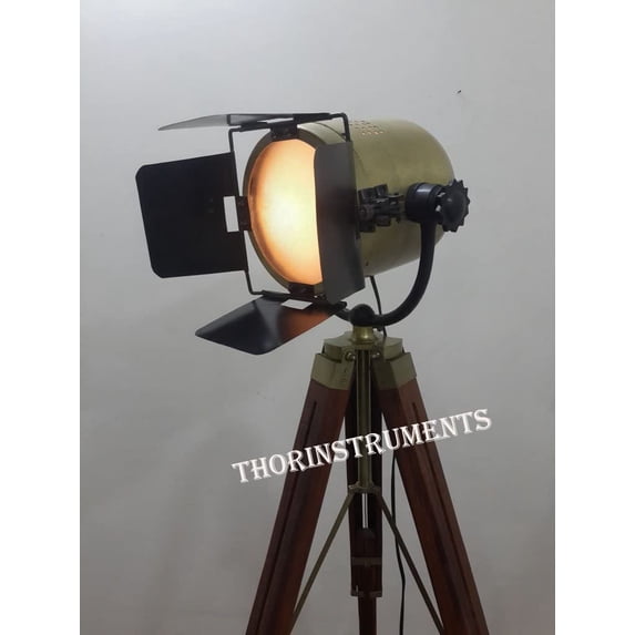 Marine Modern Antique Brass Spot Light WIth Antique Brass Three Fold Stand