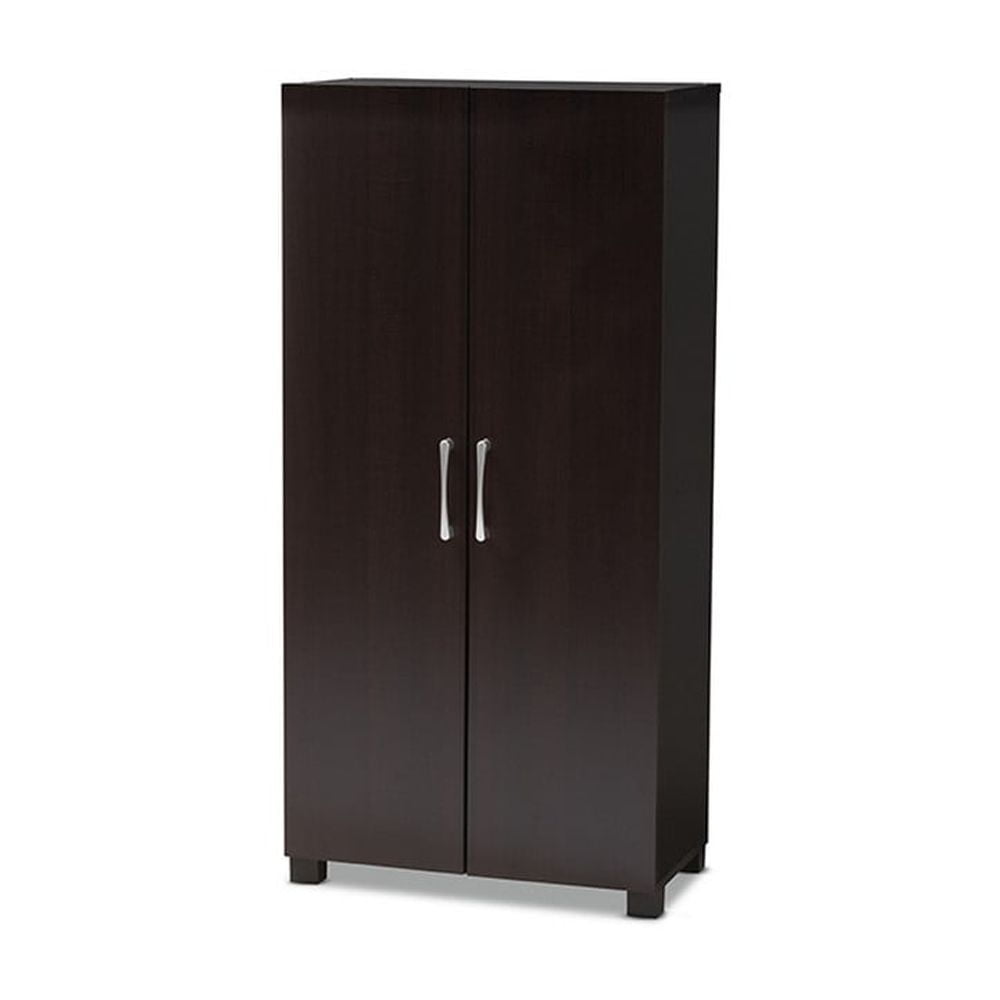 Marine Modern and Contemporary Wenge Dark Brown Finished 2-Door Wood Entryway Shoe Storage Cabinet