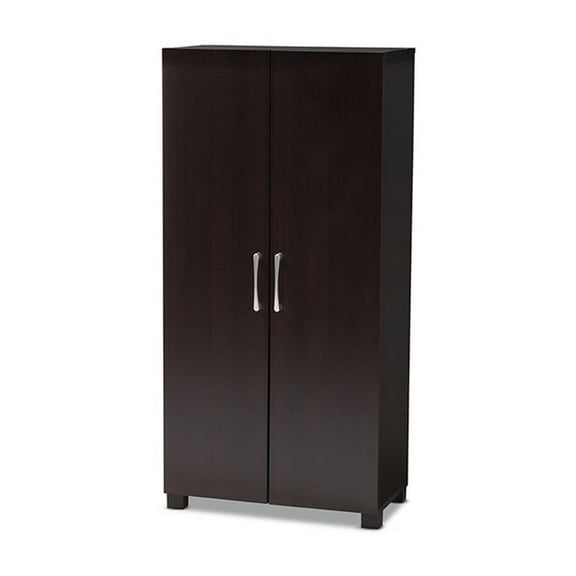 Marine Modern and Contemporary Wenge Dark Brown Finished 2-Door Wood Entryway Shoe Storage Cabinet