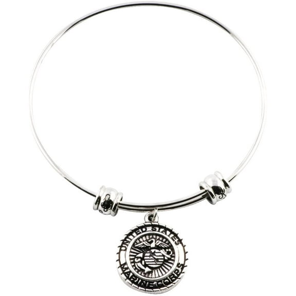Marine Mom Bracelet | Marine Bangle Marine Corp Jewelry Jewlry Medal Charm Accessories Stuff Gift for Mom Men Women Girlfriend USMC Marines Symbol