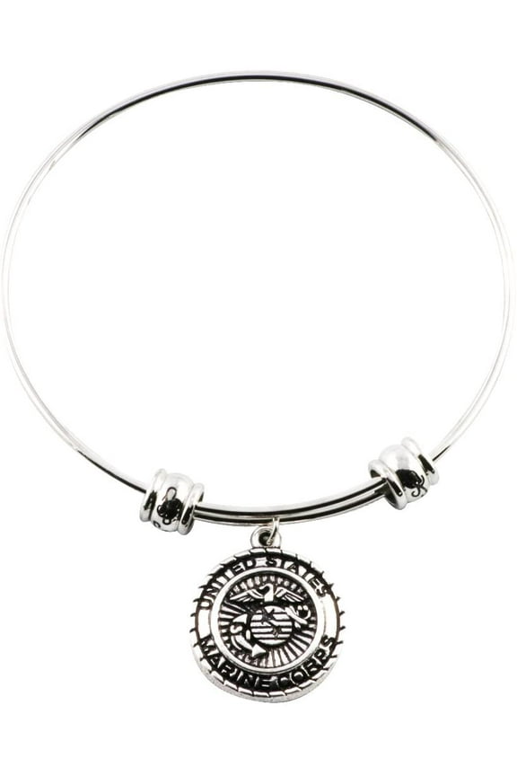 Marine Mom Bracelet | Marine Bangle Marine Corp Jewelry Jewlry Medal Charm Accessories Stuff Gift for Mom Men Women Girlfriend USMC Marines Symbol