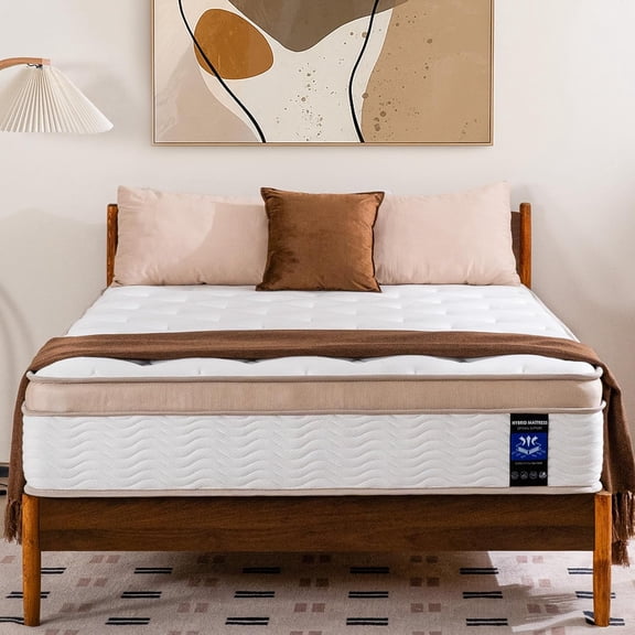 Marine Moon Full Size 10 Inch Hybrid Mattress, Medium Firm Memory Foam & Pocket Spring Mattress in a Box, Fiberglass Free, Breathable, CertiPUR-US Certified