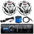 thumbnail image 1 of Marine/MotorSports Waterproof Digital Media USB AUX Bluetooth Stereo Receiver, 2 x 6.5" 2-Way 300W Coaxial White Speakers, Radio Antenna, Auxiliary Interface Mount, Speaker Wire, 1 of 6