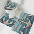 thumbnail image 1 of Marine Nautical Bathroom Rugs Set Vintage Anchor Blue Wooden Board Non Slip Absorbent Soft Bath Mats 3 Piece Set with Bathroom Rug, U-Shaped Floor Mat, Toilet Seat Cover Large Size, 1 of 9