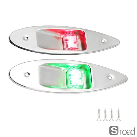 Marine Navigation Lights, 12V Red Green Port & Starboard LED Side Lights, Stainless Steel Waterproof Bow Lights For Pontoon, Fishing Boat, Yacht, USCG Compliant