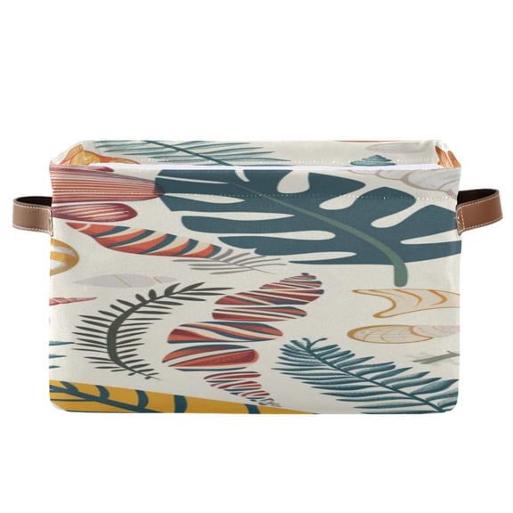 Marine Organism Leaves Conchs Square Storage Bins with Handles Collapsible Containing Box 1 Pack