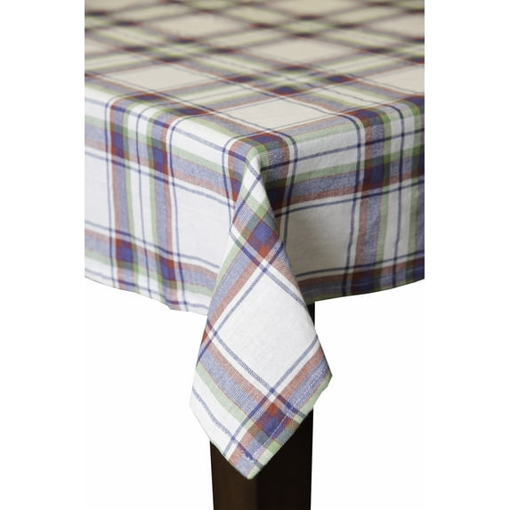 Marine Plaid 100% Cotton Tablecloth 52"X70"