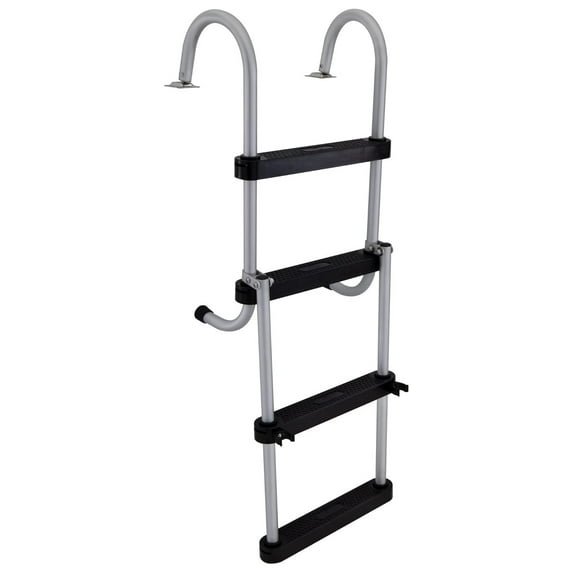 Marine Pontoon Boat 4 Step Folding Boarding Ladder AL-B4 Anodized