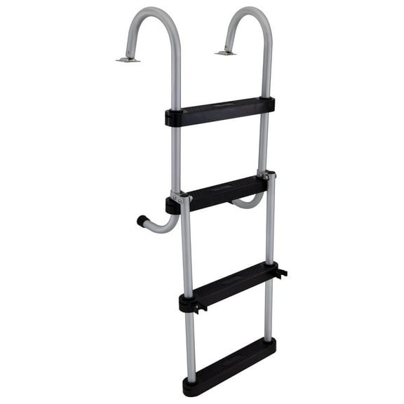 Marine Pontoon Boat 4 Step Folding Boarding Ladder AL-B4 Anodized