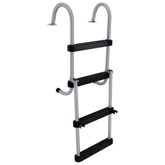 Marine Pontoon Boat 4 Step Folding Boarding Ladder AL-B4 Anodized