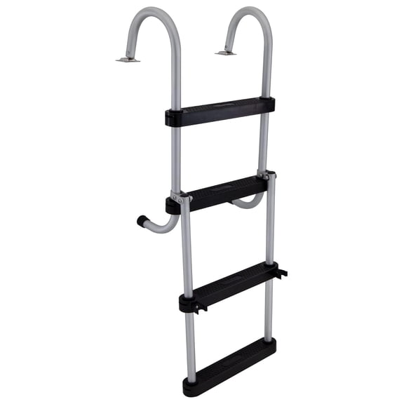 Marine Pontoon Boat 4 Step Folding Boarding Ladder AL-B4 Anodized