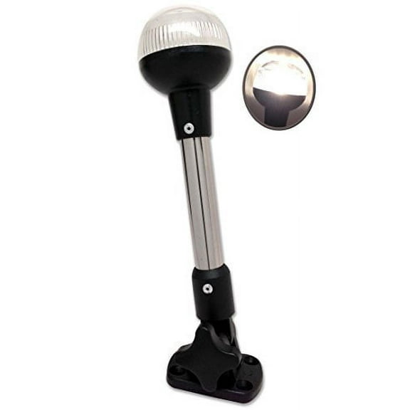 Marine RV Adjustable Folding All Round Pole Light 9.5"H Navigation Light SS