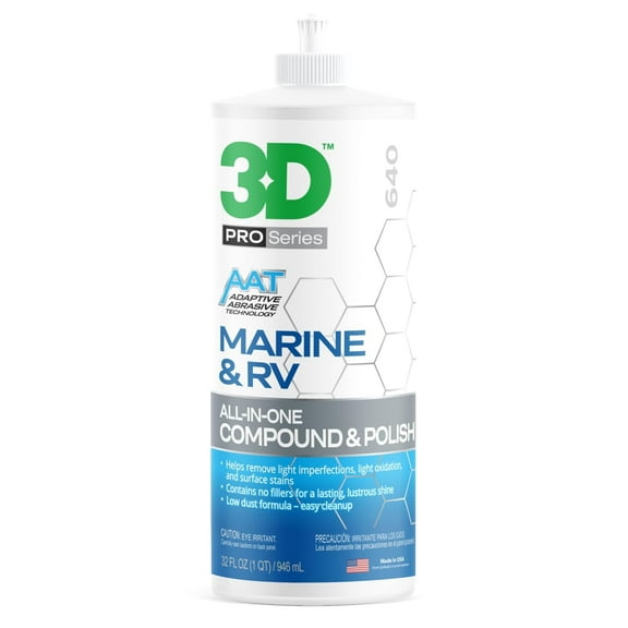 Marine & RV All-in-One Gel-Coat Compound & Polish Removes Oxidation, Swirls, & P2000 Scratches, Deep Shine Wax Protection, No Fillers, 32oz