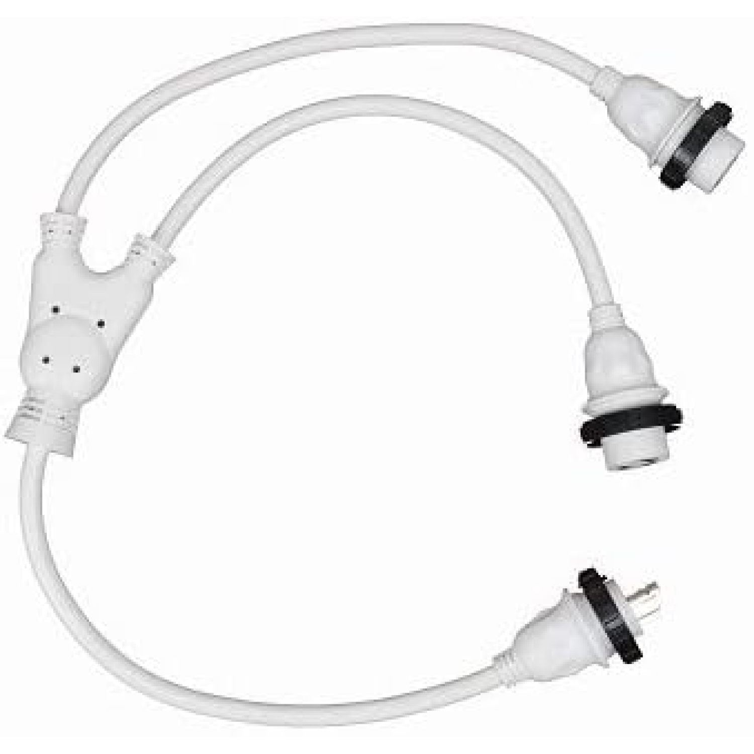 Marine & RV Power Y Splitter - 30 Amp Male To Dual 30 Amp Female Shore Power Adapter Cord, White