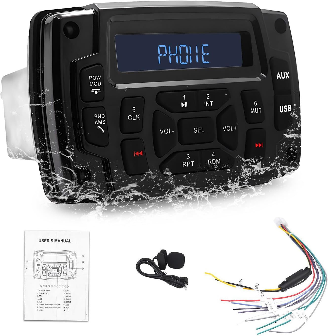 Marine Radio Receiver Waterproof Boat Stereo Radio System with AUXin