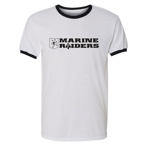 Marine Raiders Black Ink Adult Short Sleeve Ringer T-shirt