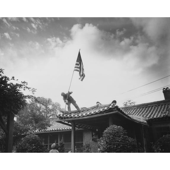 Marine Raises U.S. Flag At American Consulate In Seoul History (36 x 24)