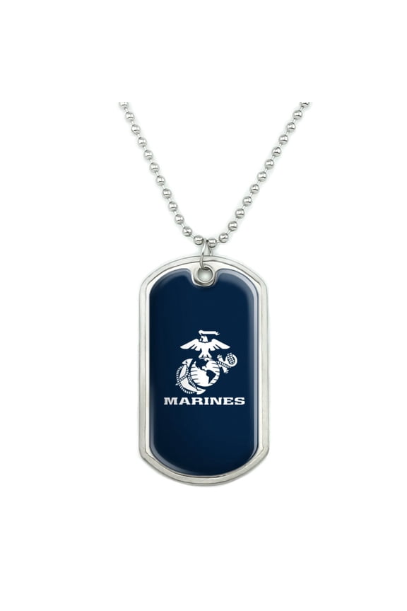Marine Reserve MARFORRES USMC Blue White Logo Officially Licensed Military Dog Tag Pendant Necklace with Cord