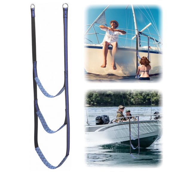Marine Rope Ladder 3/4/5 Step, Portable Foldable Boat Boarding Ladder 440lbs Capacity with Stainless Steel Hooks, Lightweight Climbing Ladder for Inflatable Boat Kayak Sailboat Motorboat