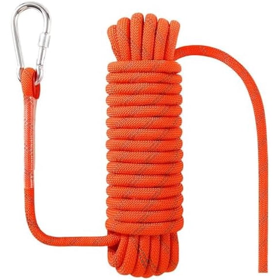 Marine Rope with Hook, 1/2 in x 32 ft, Floating Dock Line for Anchor, Throw, Tow, Mooring, Boating, Reflective Red