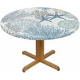 thumbnail image 1 of Marine Round Table Cloth Sea Shells Stars Mollusk Coral Elastic Edged Table Cover Fade And Stain Resistant Table Cloths Easy To Clean Fits Tables 40-44" Diameter, 1 of 6