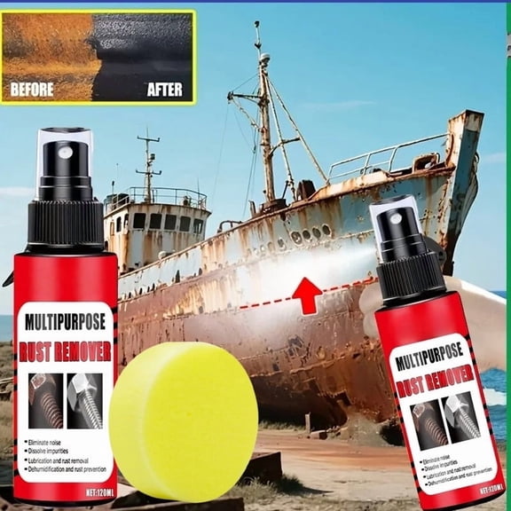 Marine Rust Remover Kit, Boat Metal Cleaner For Deck Rail Railings Oxidation Stain Removal, Anti Rust Protection Formula, For Marine Boat Maintenance Outdoor Use