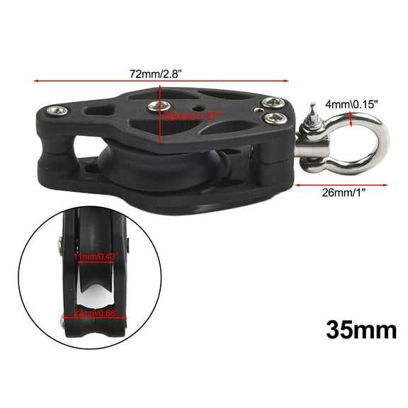 Marine Sailing Swivel Block 35mm with Becket for Rigging Lines Constructed with T316 Stainless Steel for Enhanced Load Capacity and Durability