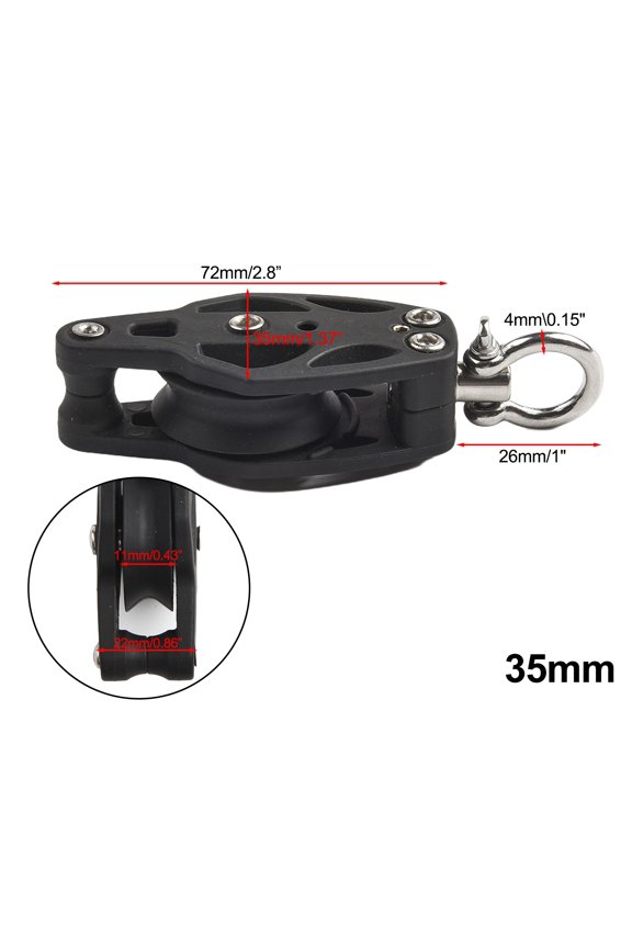 Marine Sailing Swivel Block 35mm with Becket for Rigging Lines Constructed with T316 Stainless Steel for Enhanced Load Capacity and Durability