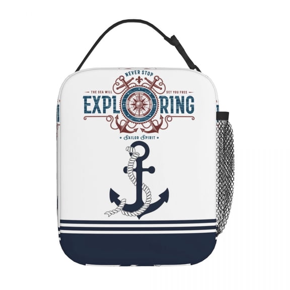 Marine Sailor Sea Exploring Anchor Thermal Insulated Lunch Bags Compass Blue Anchors Lunch Boxes Thermal Cooler Food Container