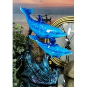 Marine Sea Ocean 2 Blue Dolphins Swimming Around Underwater Coral Reef Figurine