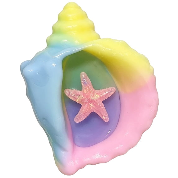 Marine Sea Shell Squishy for Adults Blue Glitter Sensory Gadget Malleable Conch Silhouette Office Desk Accessory Rebound Pressure Relief Tool 1 Pack
