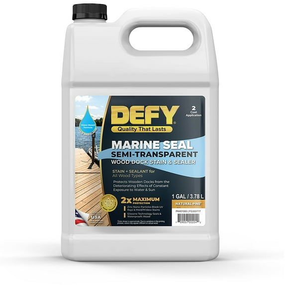 Marine Seal Wood Dock Stain & Sealer - Semi-Transparent Stain for Marinas, Boat Docks, & Piers 1 Gallon, Natural Pine