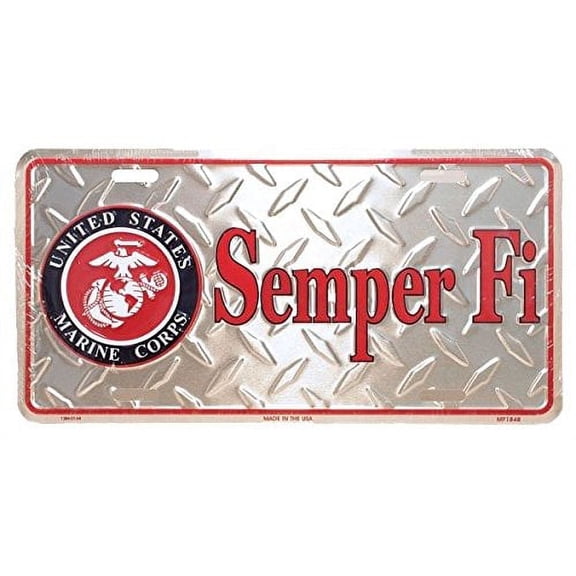 Marine Semper Fi USMC Marines Diamond Aluminum Auto License Plate Car Truck Tag
