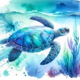 thumbnail image 1 of Marine Serenity: Sea Turtle Journey - Watercolor Wrapped Canvas Art, 1 of 2