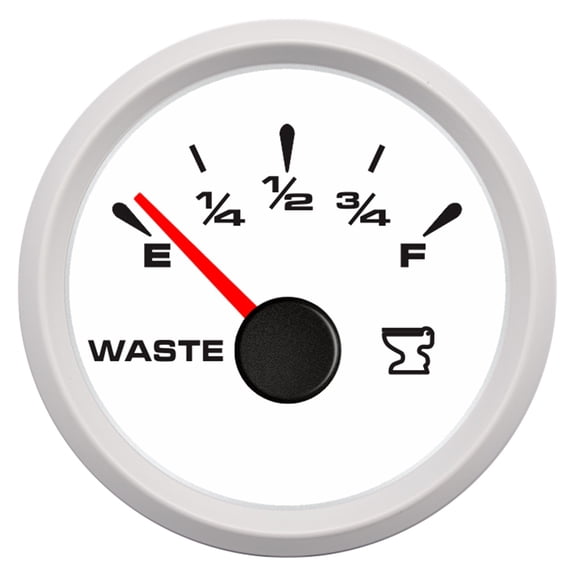 Marine Sewage Level Gauge 52MM 0-190ohm Boat Sewage Tank Level Indicator Gauge Auto Truck RV Yacht 7 Color Backlight 9-32V ,Easy Setup