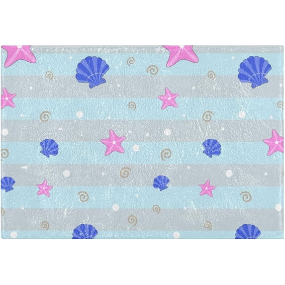 Marine Shell Starfish Bathroom Rug Rectangular Bath Mat Non Slip Bath Rugs Absorbent Shaggy Bathmats for Sink Shower 16" x 24" Home Decor