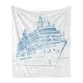 thumbnail image 1 of Marine Soft Flannel Fleece Blanket, Hand Drawn Sketch Style Cruise Liner Ship Design Ocean Travel Transportation Holiday, Cozy Plush for Indoor and Outdoor Use, 70" x 90", Blue White, by Ambesonne, 1 of 5