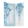 thumbnail image 1 of Marine Soft Flannel Fleece Blanket, Ocean Jellyfish with Paisley Motifs Pattern Theme Beach Fishy Prints Design, Cozy Plush for Indoor and Outdoor Use, 50" x 70", Pale Blue Sea Blue, by Ambesonne, 1 of 5