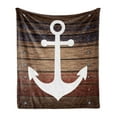 thumbnail image 1 of Marine Soft Flannel Fleece Throw Blanket, Boat Themed Anchor Marine Nautical Antiqued Rustic Wooden Western, Cozy Plush for Indoor and Outdoor Use, 50" x 70", Brown White, by Ambesonne, 1 of 5
