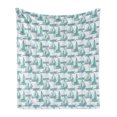 thumbnail image 1 of Marine Soft Flannel Fleece Throw Blanket, Continuous Nautical Themed Pattern of Sailboats Sketch on Sea, Cozy Plush for Indoor and Outdoor Use, 60" x 80", Seafoam Dark Sky Blue, by Ambesonne, 1 of 5