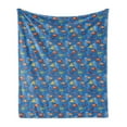 thumbnail image 1 of Marine Soft Flannel Fleece Throw Blanket, Depiction of Colorful Fishes and Seaweeds on Background in Ocean, Cozy Plush for Indoor and Outdoor Use, 50" x 60", Sea Blue and Multicolor, by Ambesonne, 1 of 5