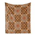 thumbnail image 1 of Marine Soft Flannel Fleece Throw Blanket, Marine Shell Objects Tie Dye Effect Motif with Spiral Smeared Wavy Tones Print, Cozy Plush for Indoor and Outdoor Use, 70" x 90", Brown Orange, by Ambesonne, 1 of 5