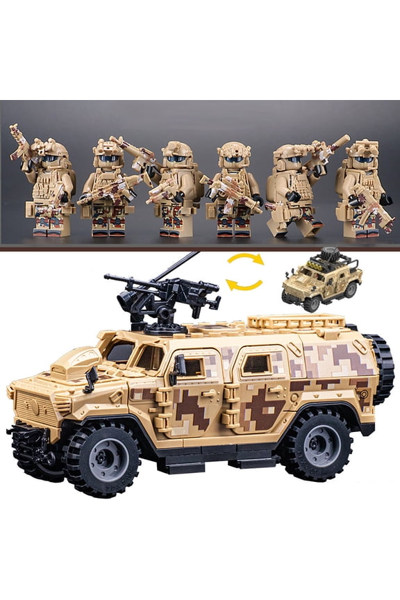 Marine Special Forces 6 Custom Figures Minifigures + Accessories + Tactical Truck Set