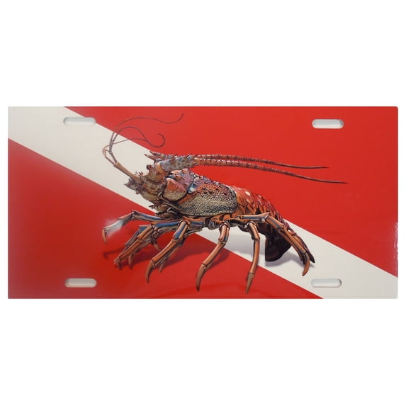 Marine Sports Lobster Dive Flag Plate Red/White
