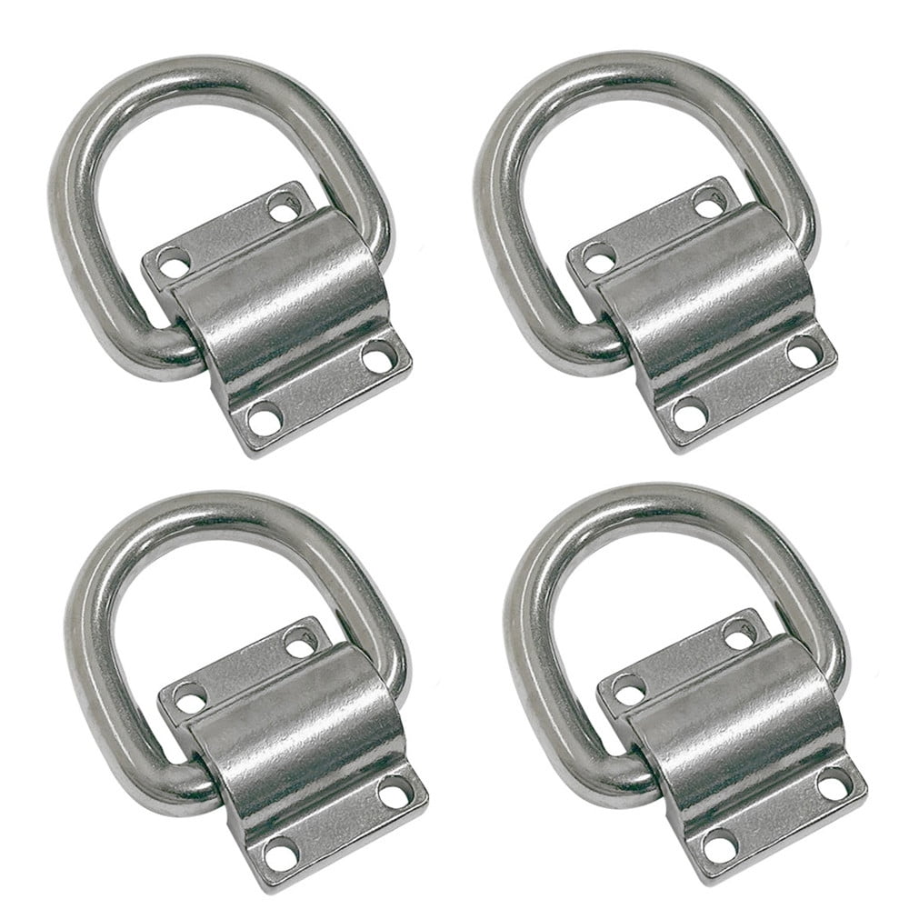 Marine Stainless Steel 3/4" Bolt-On Lashing Ring D-Ring Anchor Tie Down 4 Pcs