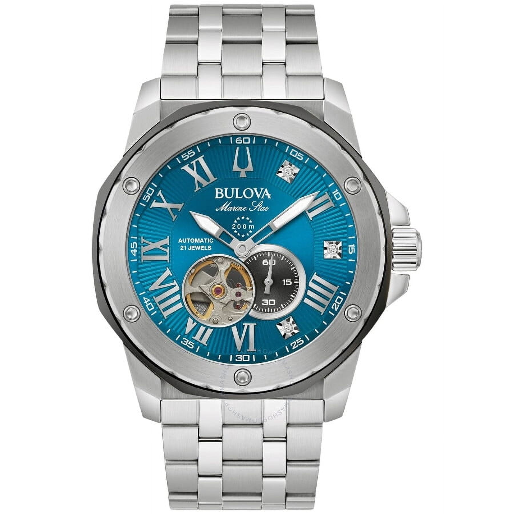 Bulova Marc Anthony Marine Star Men's Stainless Blue Dial Automatic Watch 98D184