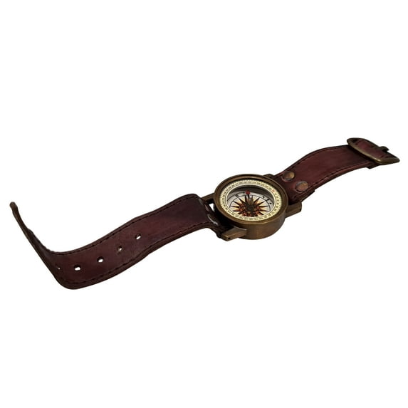 Marine Steampunk Wrist Watch Sundial Compass With Leather Strap Band Vintage Style Wearable Watch