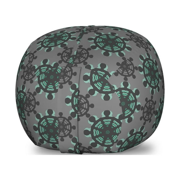 Marine Storage Toy Bag Chair, Continuous Pattern of Ship Wheels Nautical Items, Stuffed Animal Organizer Washable Bag, Large Size, Dimgray Dark Grey, by Ambesonne